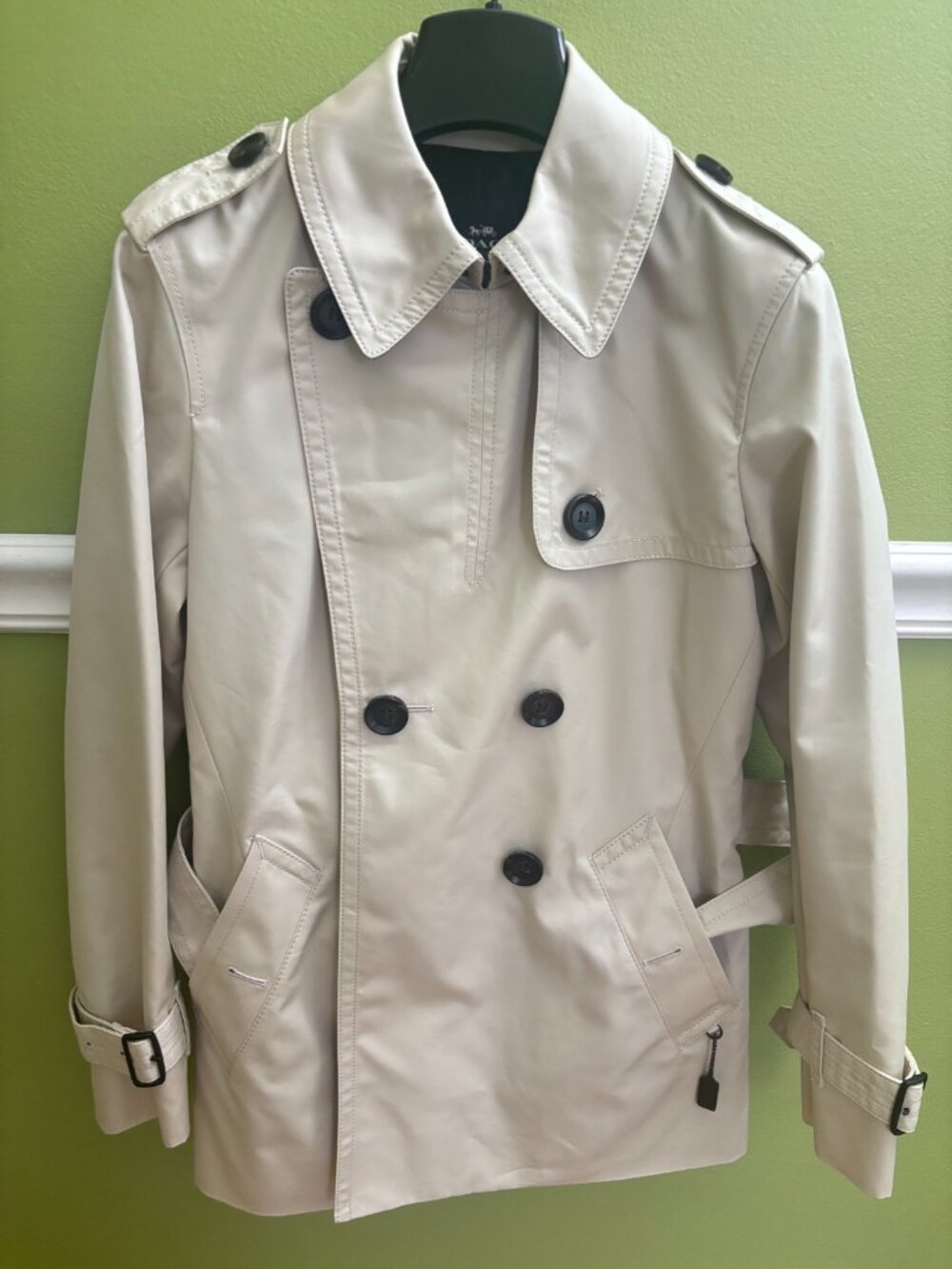 Coach NWT Short Trench Coat F34022 Porcelain Beige XXS